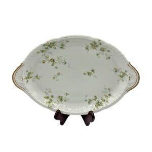 Theodore Haviland Schleiger Serving Tray Limoges France Green Floral 12"